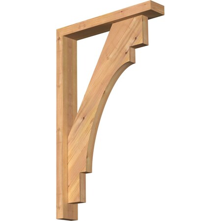 Ekena Millwork Merced Block Smooth Bracket w/ Offset Brace, Western Red Cedar, 3 1/2"W x 20"D x 32"H BKT0402X20X32MRC05SWR